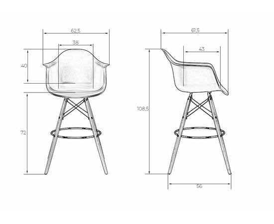Стул барный DOBRIN DAW BAR, ножки светлый бук, цвет черный, Вариант: ножки светлый бук, цвет чёрный, изображение 12 | Интернет магазин мебели и декора LifeDekor