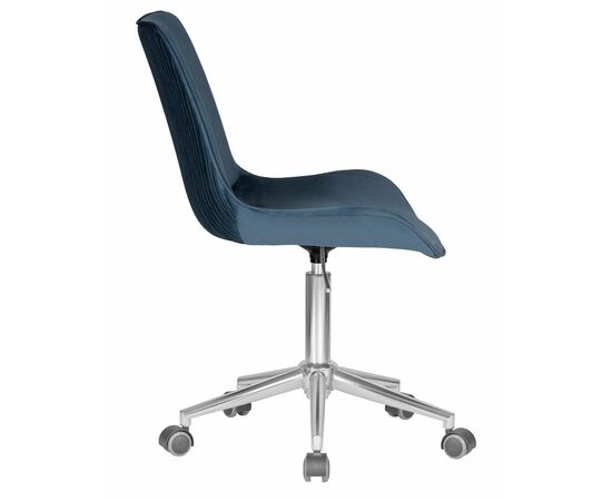 Кресло офисное DOBRIN DORA, синий велюр (1922-20), хромированная сталь, Вариант: синий велюр (1922-20), хромированная сталь, изображение 3 | Интернет магазин мебели и декора LifeDekor