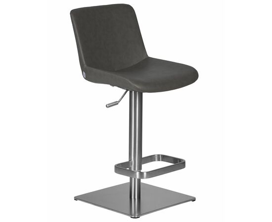 Стул барный DOBRIN ALDO, серый PU YP4, основание из нержавеющей стали, Вариант: серый PU YP4, основание из нержавеющей стали, изображение 2 | Интернет магазин мебели и декора LifeDekor