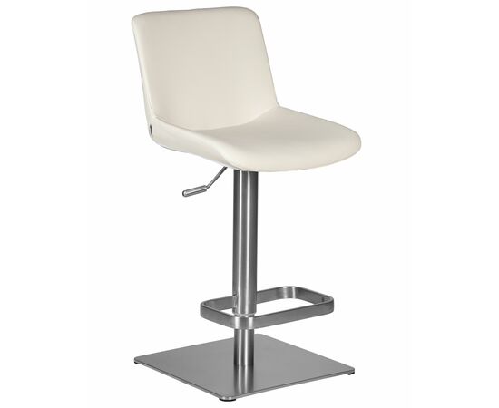 Стул барный DOBRIN ALDO, белый PU P23, основание из нержавеющей стали, Вариант: белый PU P23, основание из нержавеющей стали | Интернет магазин мебели и декора LifeDekor