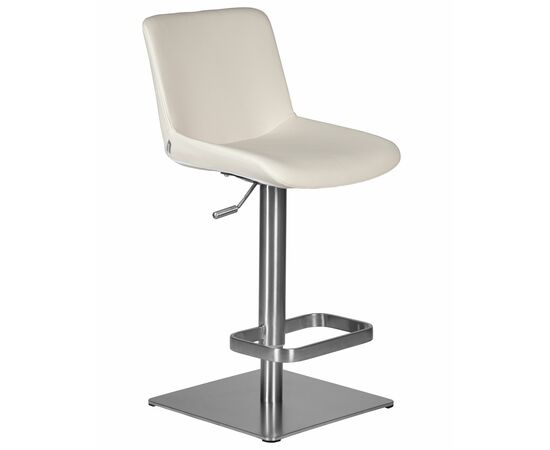 Стул барный DOBRIN ALDO, белый PU P23, основание из нержавеющей стали, Вариант: белый PU P23, основание из нержавеющей стали, изображение 2 | Интернет магазин мебели и декора LifeDekor
