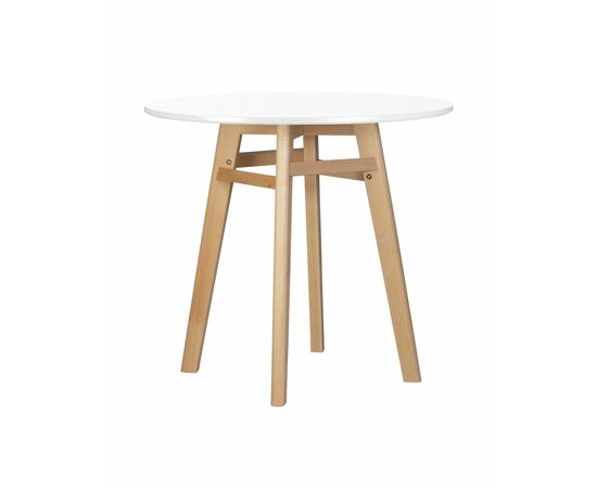 Стол обеденный DOBRIN ALBERT'80, белая столешница, основание светлый бук, Вариант: белая столешница, основание светлый бук | Интернет магазин мебели и декора LifeDekor