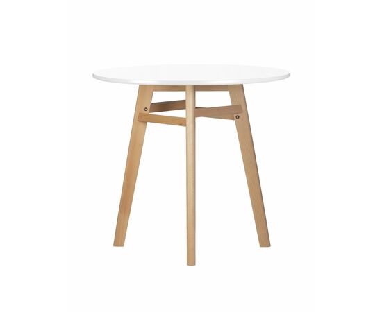 Стол обеденный DOBRIN ALBERT'80, белая столешница, основание светлый бук, Вариант: белая столешница, основание светлый бук, изображение 2 | Интернет магазин мебели и декора LifeDekor