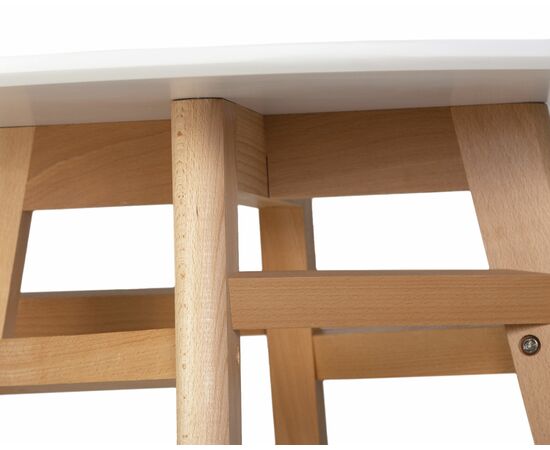 Стол обеденный DOBRIN ALBERT'80, белая столешница, основание светлый бук, Вариант: белая столешница, основание светлый бук, изображение 5 | Интернет магазин мебели и декора LifeDekor