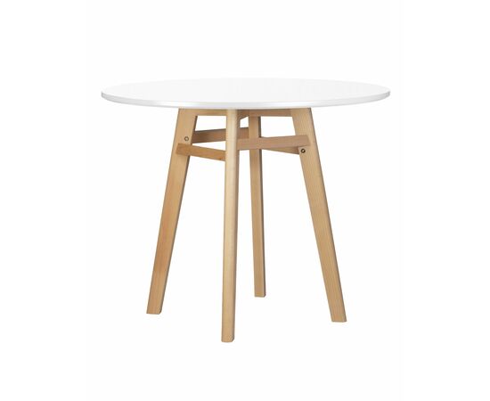 Стол обеденный DOBRIN ALBERT'90, белая столешница, основание светлый бук, Вариант: белая столешница, основание светлый бук | Интернет магазин мебели и декора LifeDekor