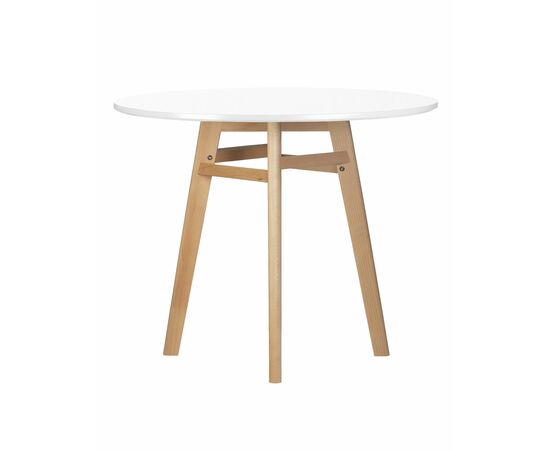 Стол обеденный DOBRIN ALBERT'90, белая столешница, основание светлый бук, Вариант: белая столешница, основание светлый бук, изображение 2 | Интернет магазин мебели и декора LifeDekor