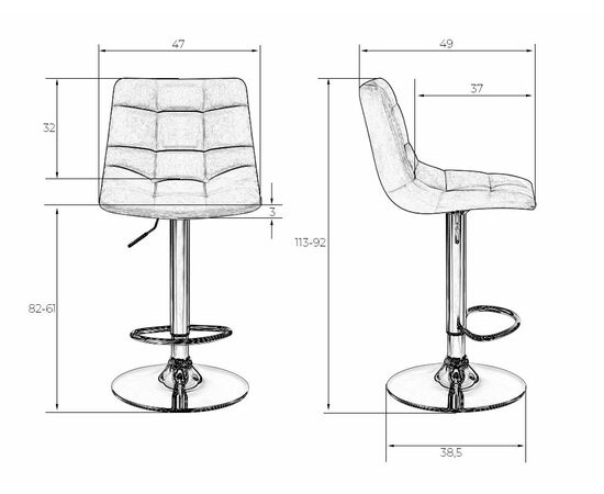 Стул барный DOBRIN TAILOR WHITE, белый PU, Вариант: белый PU, изображение 9 | Интернет магазин мебели и декора LifeDekor
