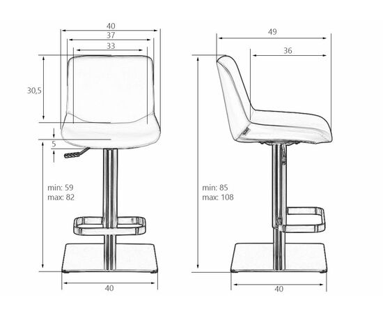 Стул барный DOBRIN ALDO, черный PU YP33-19, основание из нержавеющей стали, Вариант: черный PU YP33-19, основание из нержавеющей стали, изображение 13 | Интернет магазин мебели и декора LifeDekor