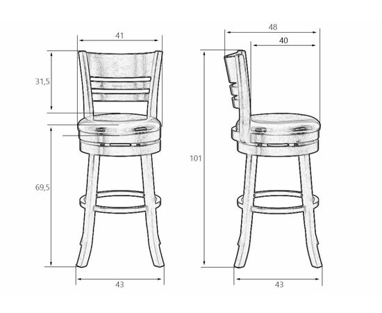 Вращающийся полубарный стул DOBRIN WILLIAM COUNTER, шоколад, кремовый, Вариант: шоколад, кремовый, изображение 12 | Интернет магазин мебели и декора LifeDekor