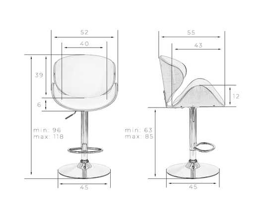 Стул барный DOBRIN JACK, цвет черный глянец PU ABD 002, Вариант: цвет черный глянец PU ABD 002, изображение 9 | Интернет магазин мебели и декора LifeDekor