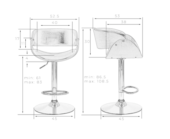 Стул барный DOBRIN JOHN, цвет сиденья черный глянец PU ABD 002, Вариант: цвет сиденья черный глянец PU ABD 002, изображение 10 | Интернет магазин мебели и декора LifeDekor