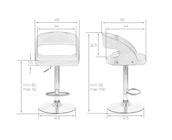 Стул барный DOBRIN NICK, цвет черный PU ABA 001, Вариант: цвет черный PU ABA 001, изображение 10 | Интернет магазин мебели и декора LifeDekor