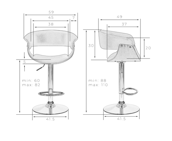 Стул барный DOBRIN OSTIN, цвет черный PU ABA 001, Вариант: цвет черный PU ABA 001, изображение 9 | Интернет магазин мебели и декора LifeDekor