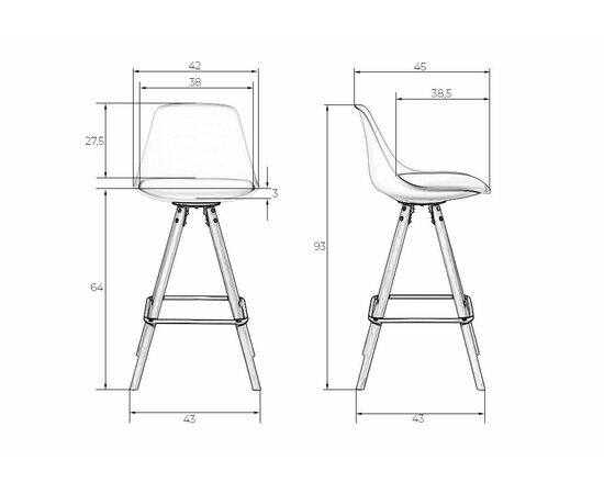 Стул полубарный DOBRIN RONNI, ножки светлый бук, черный (B-03), Вариант: ножки светлый бук, черный (B-03), изображение 10 | Интернет магазин мебели и декора LifeDekor