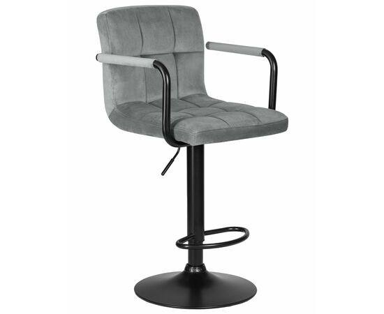 Стул барный DOBRIN KRUGER ARM BLACK, серый велюр (MJ9-75), Вариант: серый велюр (MJ9-75), изображение 2 | Интернет магазин мебели и декора LifeDekor