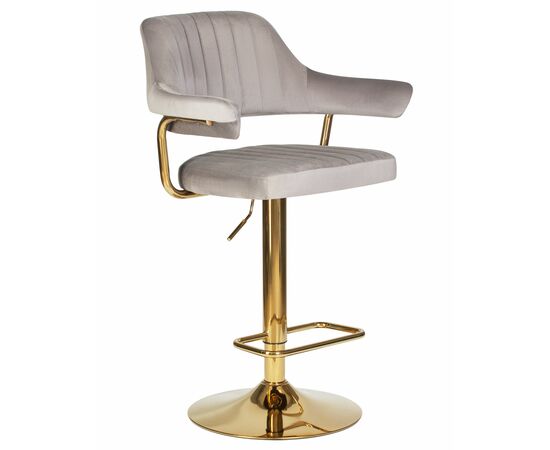 Стул барный DOBRIN CHARLY GOLD, серый велюр (MJ9-75), Вариант: серый велюр (MJ9-75), изображение 2 | Интернет магазин мебели и декора LifeDekor