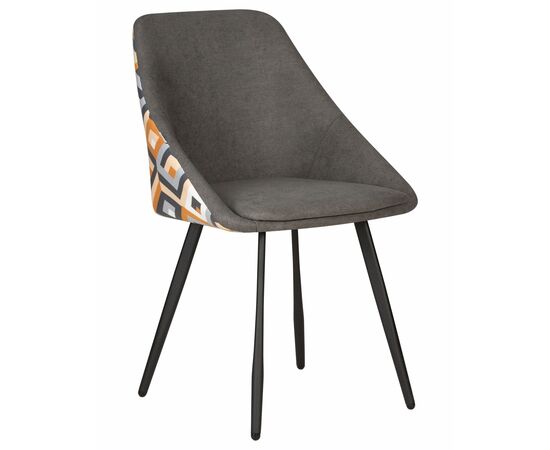 Стул обеденный DOBRIN MARKUS, ЭМАЛЬ ЧЕРНЫЙ МУАР ткань Candy Graphite+Escada Ochre | Интернет магазин мебели и декора LifeDekor