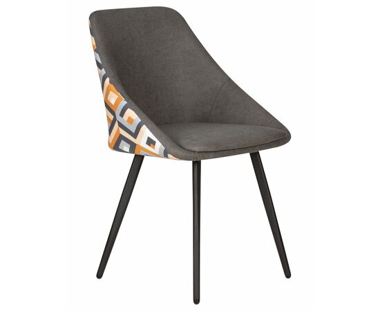 Стул обеденный DOBRIN MARKUS, ЭМАЛЬ ЧЕРНЫЙ МУАР ткань Candy Graphite+Escada Ochre, изображение 2 | Интернет магазин мебели и декора LifeDekor