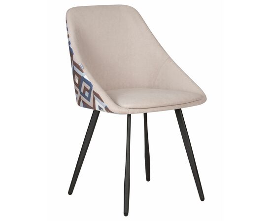 Стул обеденный DOBRIN MARKUS, ЭМАЛЬ ЧЕРНЫЙ МУАР ткань Candy Silver+Escada Ocean | Интернет магазин мебели и декора LifeDekor