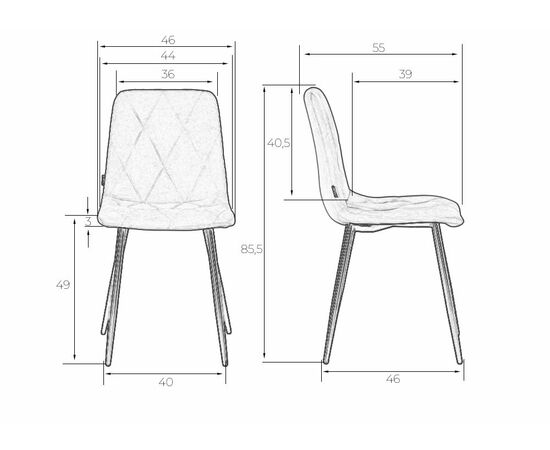 Стул обеденный DOBRIN CHILLY ROMBO, Тиффани Simple 51, основание черное, Вариант: Тиффани Simple 51, основание черное, изображение 9 | Интернет магазин мебели и декора LifeDekor