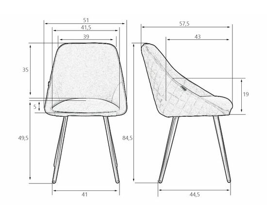 Стул обеденный DOBRIN STELLA, ЭМАЛЬ ЧЕРНЫЙ МУАР велюр Catania Cocoa, изображение 10 | Интернет магазин мебели и декора LifeDekor