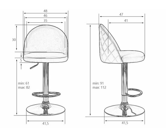 Стул барный DOBRIN MILANA, черный велюр (MJ9-101), Вариант: черный велюр (MJ9-101), изображение 8 | Интернет магазин мебели и декора LifeDekor