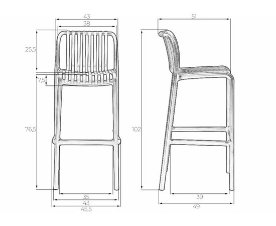 Стул барный DOBRIN CHLOE BAR, черный, Вариант: чёрный, изображение 10 | Интернет магазин мебели и декора LifeDekor