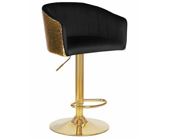 Стул барный DOBRIN DARCY GOLD SHINY, черный велюр с золотыми пайетками, Вариант: черный велюр с золотыми пайетками | Интернет магазин мебели и декора LifeDekor