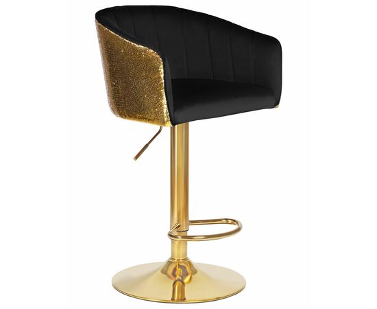 Стул барный DOBRIN DARCY GOLD SHINY, черный велюр с золотыми пайетками, Вариант: черный велюр с золотыми пайетками, изображение 2 | Интернет магазин мебели и декора LifeDekor