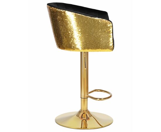 Стул барный DOBRIN DARCY GOLD SHINY, черный велюр с золотыми пайетками, Вариант: черный велюр с золотыми пайетками, изображение 3 | Интернет магазин мебели и декора LifeDekor