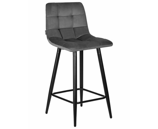 Стул полубарный DOBRIN OLIVIA, черные матовые ножки, темно-серый велюр (108-91), Вариант: черные матовые ножки, темно-серый велюр (108-91) | Интернет магазин мебели и декора LifeDekor