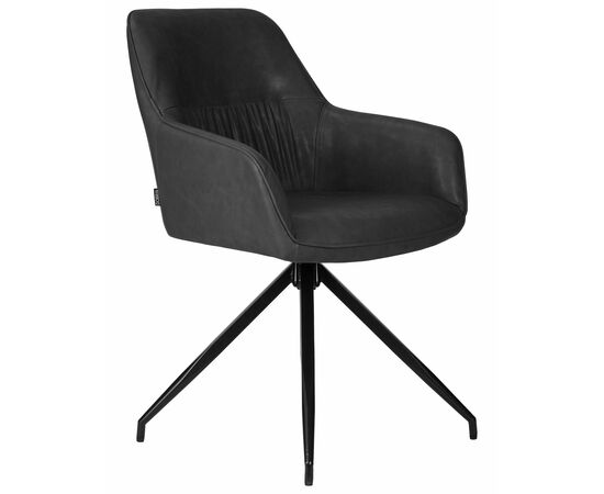 Стул обеденный DOBRIN DANIEL, черные ножки, винтажная антрацитовая экокожа (RU-08), Вариант: черные ножки, винтажная антрацитовая экокожа (RU-08), изображение 2 | Интернет магазин мебели и декора LifeDekor