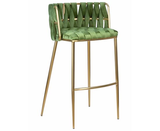 Стул барный DOBRIN EMMA GOLD, зеленый велюр (VF-08), Вариант: зеленый велюр (VF-08) | Интернет магазин мебели и декора LifeDekor