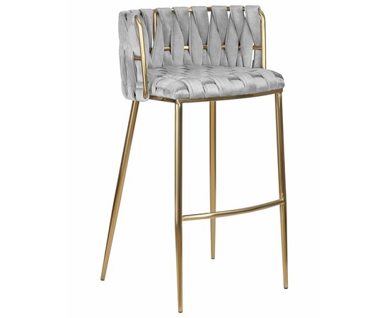 Стул барный DOBRIN EMMA GOLD, светло-серый велюр (135-37), Вариант: светло-серый велюр (135-37) | Интернет магазин мебели и декора LifeDekor