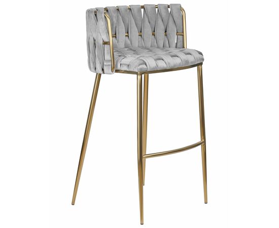 Стул барный DOBRIN EMMA GOLD, светло-серый велюр (135-37), Вариант: светло-серый велюр (135-37), изображение 2 | Интернет магазин мебели и декора LifeDekor
