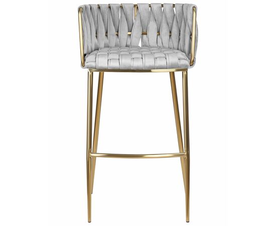 Стул барный DOBRIN EMMA GOLD, светло-серый велюр (135-37), Вариант: светло-серый велюр (135-37), изображение 6 | Интернет магазин мебели и декора LifeDekor