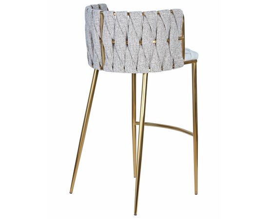 Стул барный DOBRIN EMMA GOLD, белый PU (T-01), белая ткань (F-49), Вариант: белый PU (T-01), белая ткань (F-49), изображение 4 | Интернет магазин мебели и декора LifeDekor