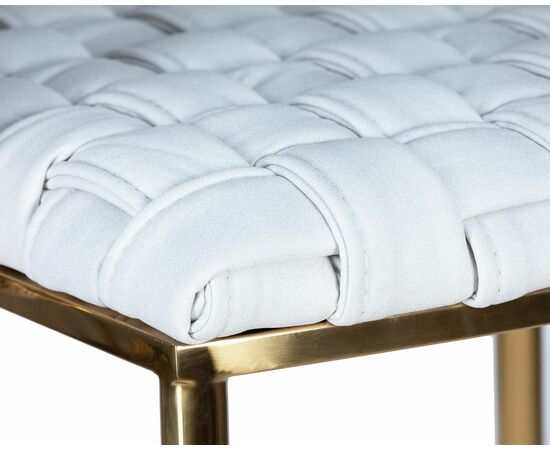 Стул барный DOBRIN EMMA GOLD, белый PU (T-01), белая ткань (F-49), Вариант: белый PU (T-01), белая ткань (F-49), изображение 7 | Интернет магазин мебели и декора LifeDekor