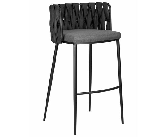 Стул барный DOBRIN AMELIA, серая ткань (F-48), темно-серый винтажный PU (MF-12), Вариант: серая ткань (F-48), темно-серый винтажный PU (MF-12) | Интернет магазин мебели и декора LifeDekor