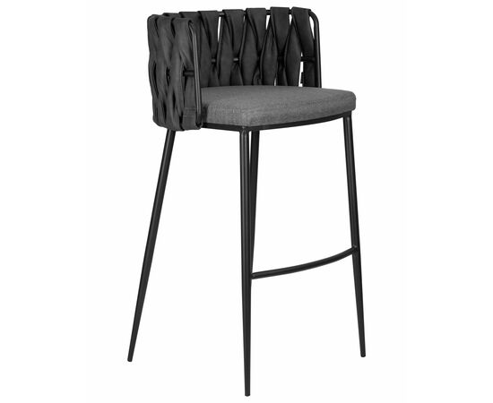Стул барный DOBRIN AMELIA, серая ткань (F-48), темно-серый винтажный PU (MF-12), Вариант: серая ткань (F-48), темно-серый винтажный PU (MF-12), изображение 2 | Интернет магазин мебели и декора LifeDekor