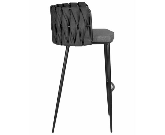 Стул барный DOBRIN AMELIA, серая ткань (F-48), темно-серый винтажный PU (MF-12), Вариант: серая ткань (F-48), темно-серый винтажный PU (MF-12), изображение 3 | Интернет магазин мебели и декора LifeDekor