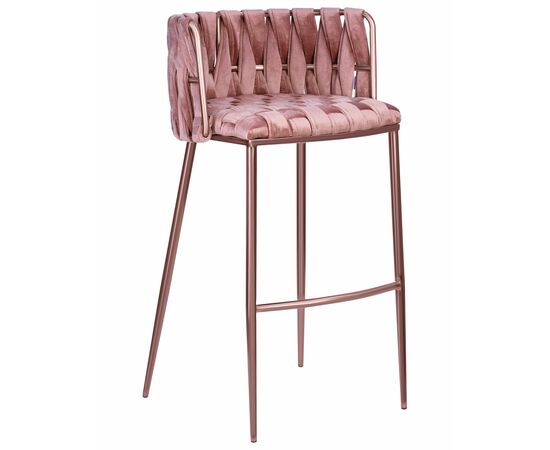 Стул барный DOBRIN EMMA ROSE GOLD, розовый велюр (VF-10) | Интернет магазин мебели и декора LifeDekor