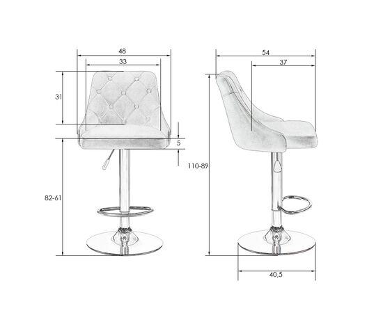 Стул барный DOBRIN JOSEPH BLACK, серый велюр (MJ9-75), Вариант: серый велюр (MJ9-75), изображение 11 | Интернет магазин мебели и декора LifeDekor