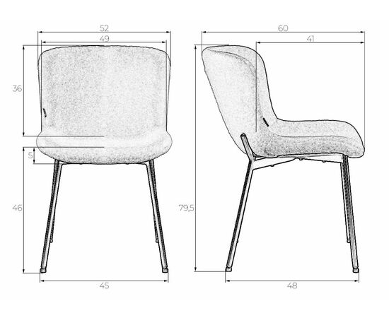 Стул обеденный DOBRIN MILO, черные ножки, бежевый букле (UF992-04), Вариант: черные ножки, бежевый букле (UF992-04), изображение 9 | Интернет магазин мебели и декора LifeDekor