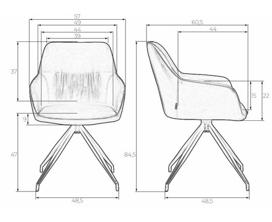 Стул обеденный DOBRIN DANIEL, черные ножки, винтажная антрацитовая экокожа (RU-08), Вариант: черные ножки, винтажная антрацитовая экокожа (RU-08), изображение 10 | Интернет магазин мебели и декора LifeDekor