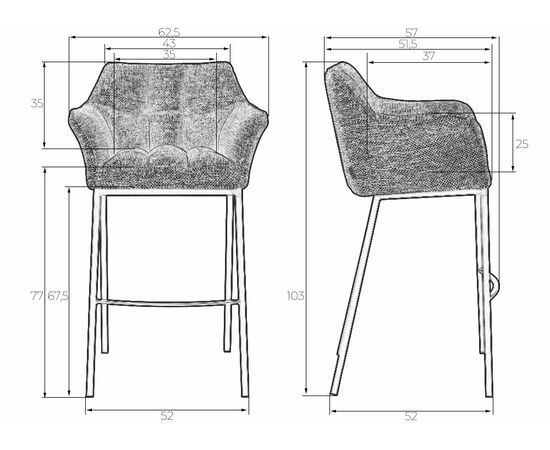 Стул барный DOBRIN LUCAS, серая ткань (F-22), Вариант: серая ткань (F-22), изображение 10 | Интернет магазин мебели и декора LifeDekor