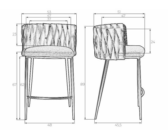 Стул полубарный DOBRIN AMELIA COUNTER, серая ткань (F-48), темно-серый винтажный PU (MF-12), Вариант: серая ткань (F-48), темно-серый винтажный PU (MF-12), изображение 10 | Интернет магазин мебели и декора LifeDekor