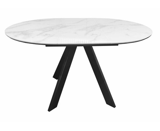 Стол DikLine SFC100 d1000 стекло Оптивайт Белый мрамор/подстолье черное, изображение 2 | Интернет магазин мебели и декора LifeDekor
