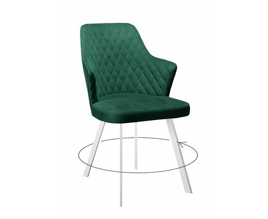 Стул DikLine 245 поворотный, К13 изумруд, ножки белые | Интернет магазин мебели и декора LifeDekor