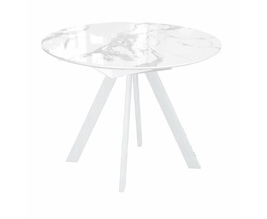 Стол DikLine SFC100 d1000 стекло Оптивайт Белый мрамор/подстолье белое | Интернет магазин мебели и декора LifeDekor